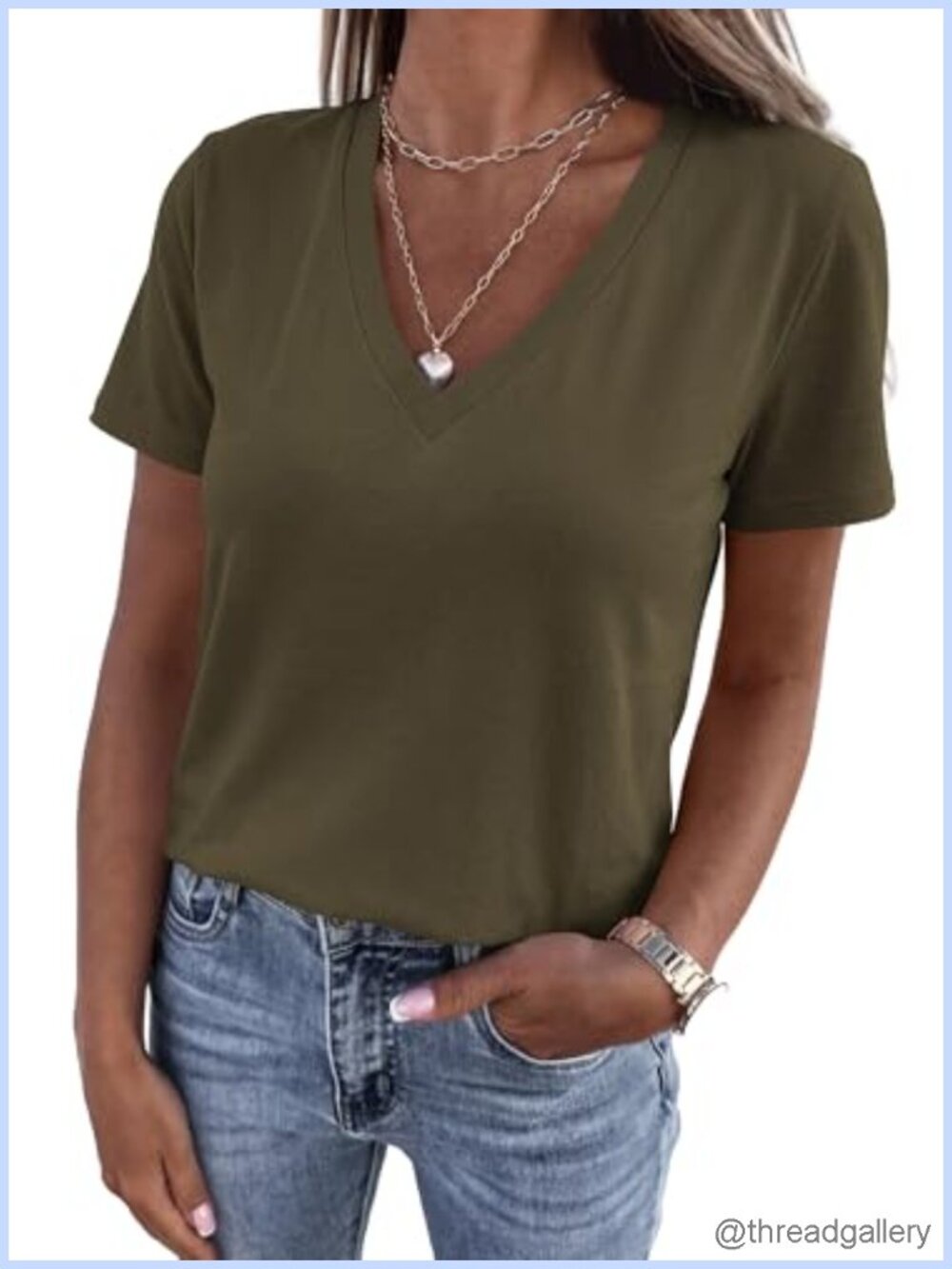 V Neck Short Sleeve T Shirt Women's Cotton Tee Casual Summer Top